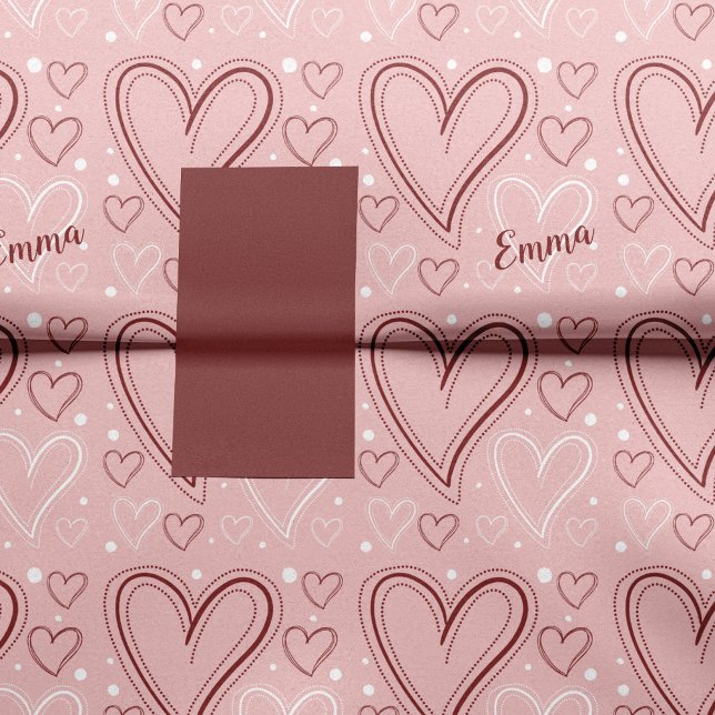 Papier Mousseline Pink and Red Hearts Motif Saint-Valentin (Créateur téléchargé)