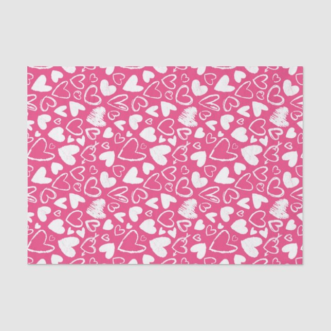 Papier Mousseline Pink Chalk Heart Cute Love Motif Saint Valentin (Recto)