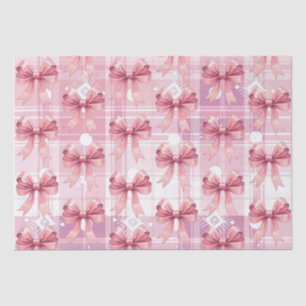 Papier Mousseline Pink Christmas Plaid Flocs de neige Bow Coquette