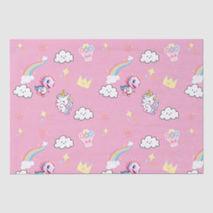 Papier Mousseline Pink Cute Unicorn dinosaures arc-en-ciel fête d'an