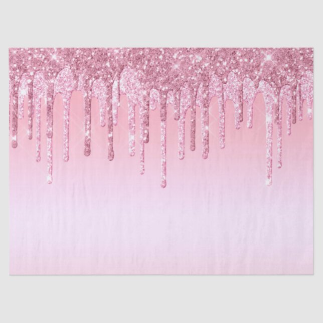 Papier Mousseline Pink Glitter Drips Graphic (Recto)
