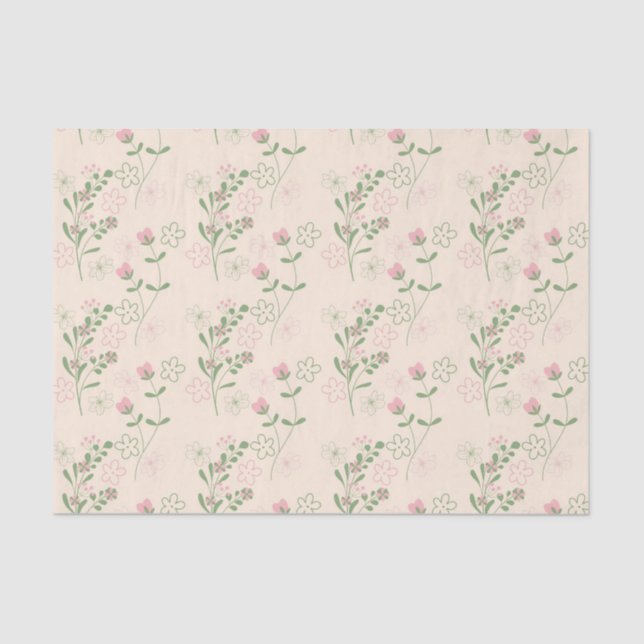 Papier Mousseline Pink Green Retro Y2K les années 70 Fleur Motif (Recto)