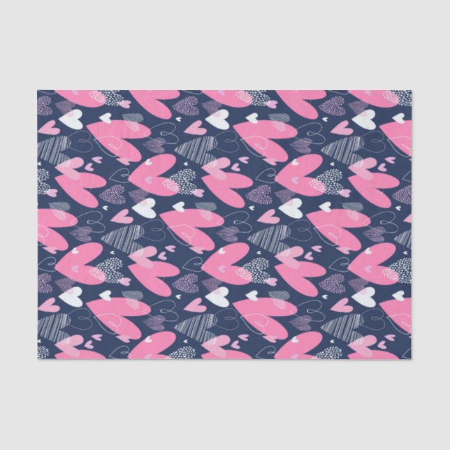 Papier Mousseline Pink Heart Doodle croquis Motif Saint-Valentin (Recto)