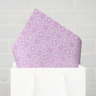 Papier Mousseline Pink Lace & White Floral Lattice Pattern