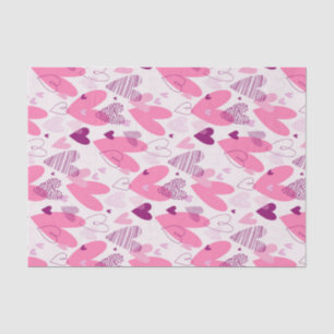 Papier Mousseline Pink Love Doodle croquis Motif Saint Valentin
