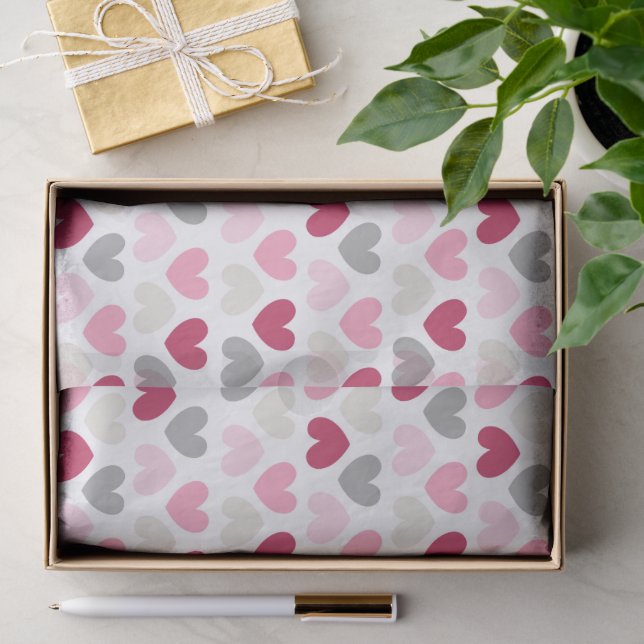 Papier Mousseline Pink Love Heart Romantique Moderne Fille (Cadeau)