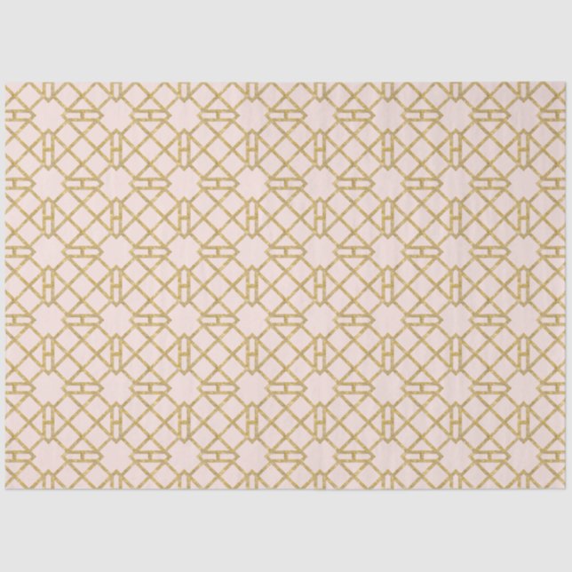Papier Mousseline Pink n Gold Art déco Chinois Chippendale Découpage (Recto)