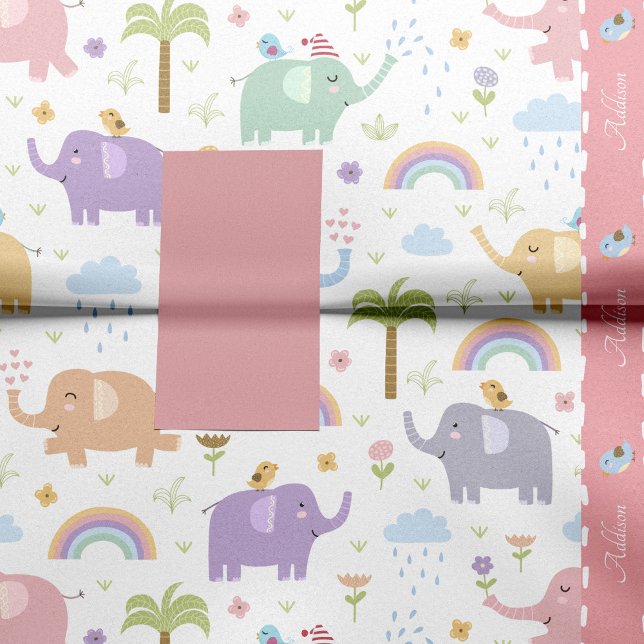 Papier Mousseline Pink Pastel Elephant Motif pour Little Girl Party (Créateur téléchargé)