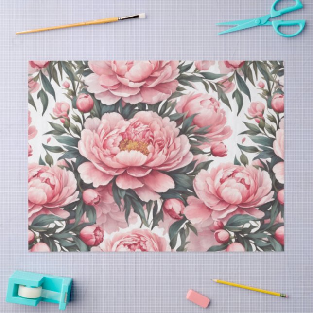 Papier Mousseline Pink Peony  (Artisanat)