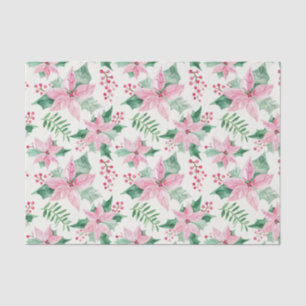 Papier Mousseline Pink Poinsettias Vintage Noël