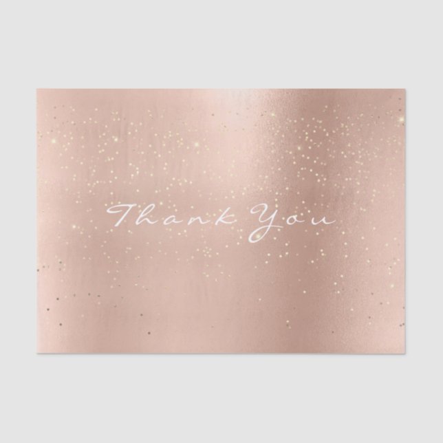 Papier Mousseline Pink Rose Gold Confetti Blush Merci Nom (Recto)