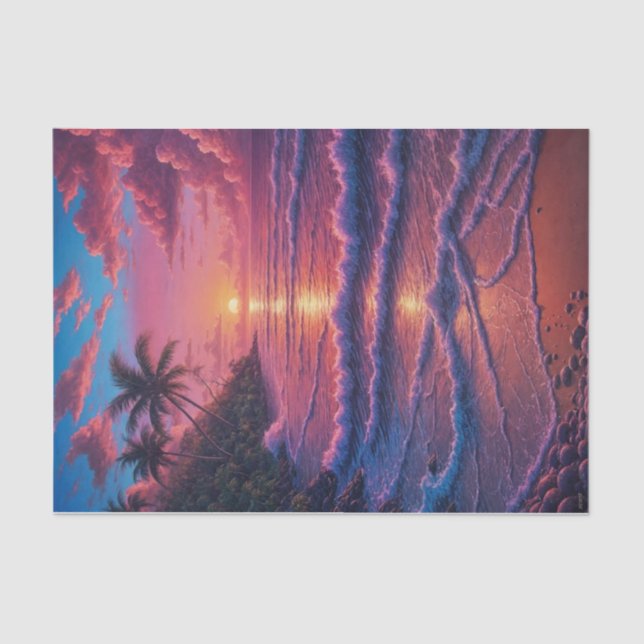 Papier Mousseline Pink Sands Beach Cove Découpage | Plage tropicale (Recto)