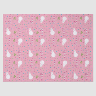Papier Mousseline Pink Snowman Wrapping Paper 
