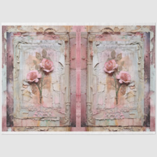 Papier Mousseline Pink Vintage Floral Grunge Decoupage