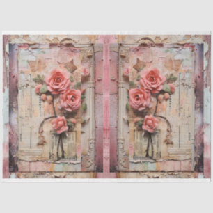 Papier Mousseline Pink Vintage Floral Grunge Decoupage