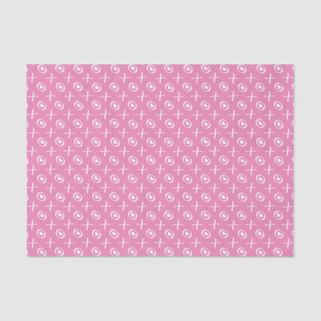 Papier Mousseline Pink & White Love Hearts & Kisses Saint Valentin (Recto)