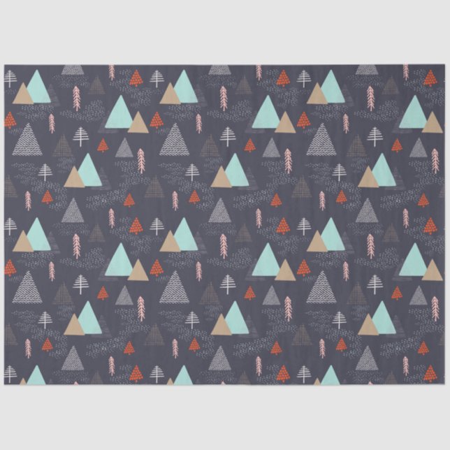 Papier Mousseline Pins À feuillage persistant dessinés à la main dan (Recto)