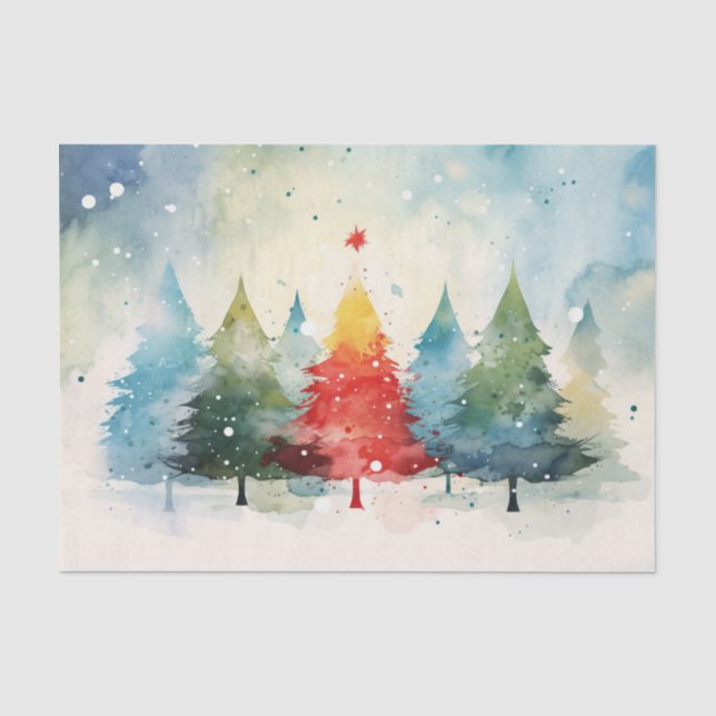 Papier Mousseline Pins colorés Noël (Recto)