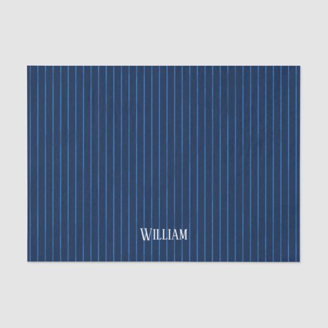 Papier Mousseline Pinstripes bleu marine personnalisées (Recto)