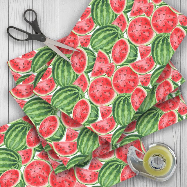 Papier Mousseline Pique-nique d'été Red Green Watermelon (Watermelon gift wrapping tissue paper)