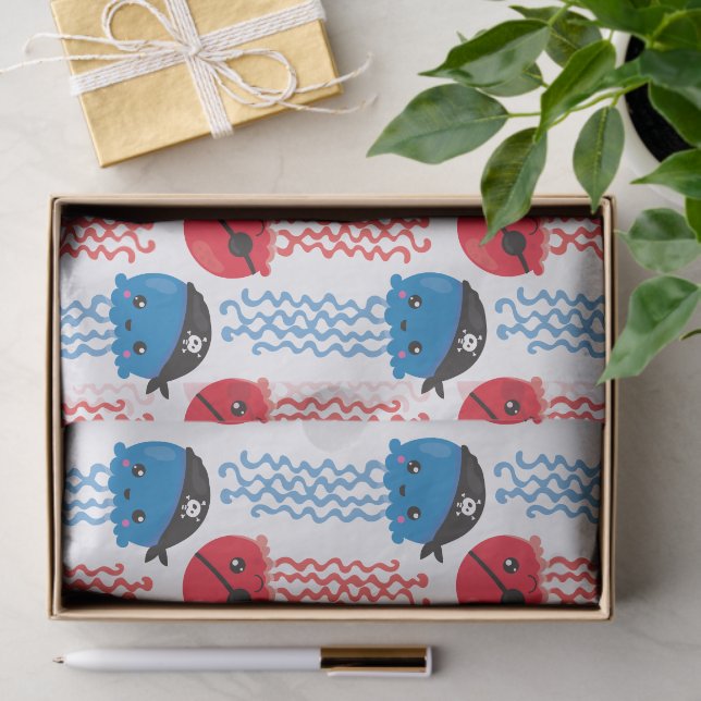 Papier Mousseline Pirate Jellyfish, Motif de méduses, Sea Animaux (Cadeau)