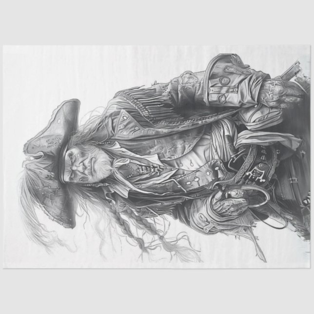 Papier Mousseline Pirate noir blanc découpage (Recto)