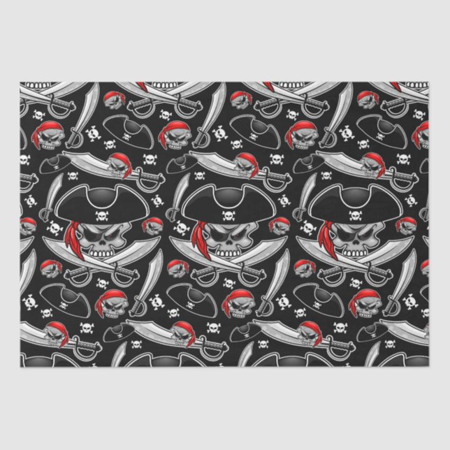 Papier Mousseline Pirate Skull avec Sabres croisés (Recto)