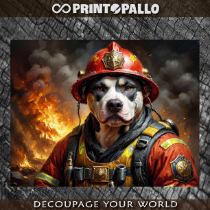 Papier Mousseline Pitbull pompier - 