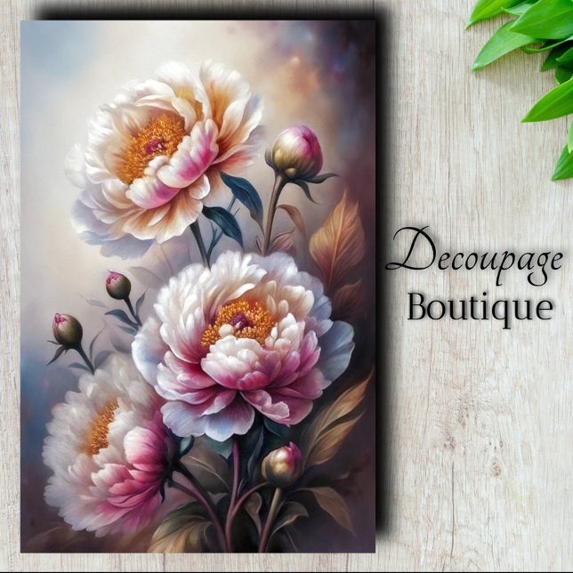 Papier Mousseline Pivoine Chuchotements Découpage (Peony Whisper Decoupage Tissue Paper)