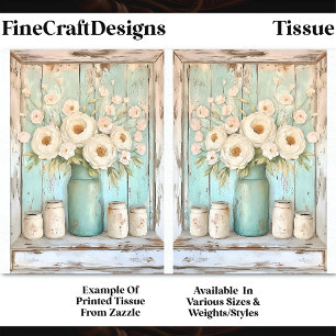 Papier Mousseline Pivoines Crème Shabby Chic, Broc d'Eau DV5B Découp