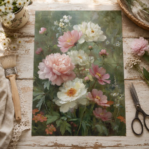 Papier Mousseline Pivoines et fleurs sauvages romantiques vintage dé