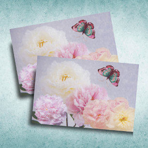 Papier Mousseline Pivoines roses vintage, jaunes et blanches Papillo