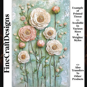 Papier Mousseline Pivoines Texturées, Jardin de Cottage BDL6 Découpa