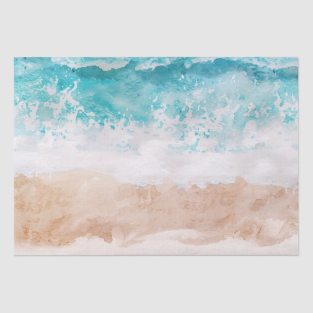 Papier Mousseline Plage Abstraite aquarelle (Recto)