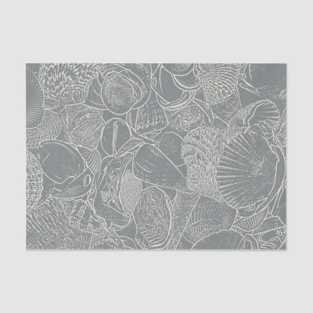 Papier Mousseline Plage côtière Découpage blanc de la mer gris (Recto)