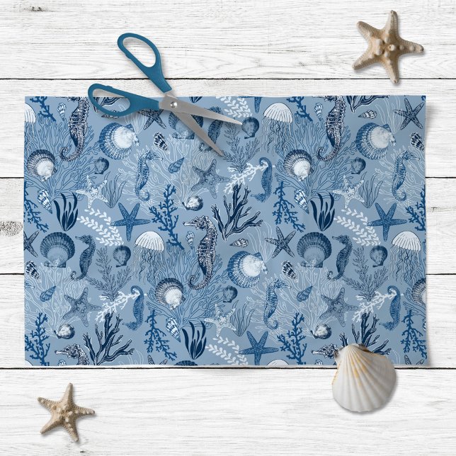 Papier Mousseline Plage côtière Découpage Océan bleu (Créateur téléchargé)