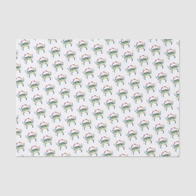 Papier Mousseline Plage de Motif d'aquarelle de crabe bleu (Recto)