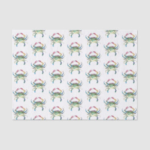 Papier Mousseline Plage de Motif d'aquarelle de crabe bleu