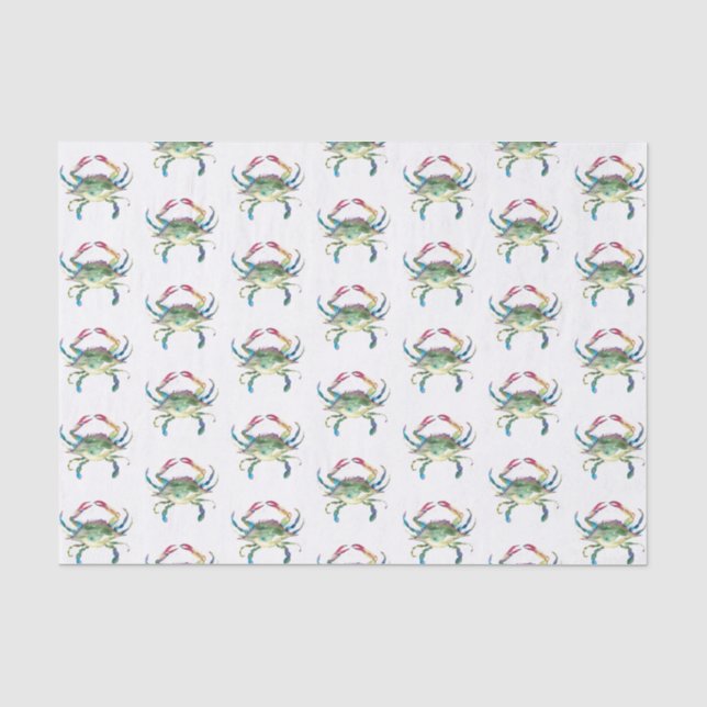 Papier Mousseline Plage de Motif d'aquarelle de crabe bleu (Recto)