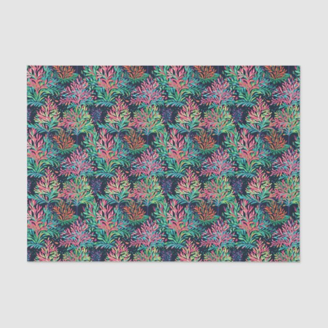 Papier Mousseline Plage de Palm Lumineux Noël Coral Vert (Recto)