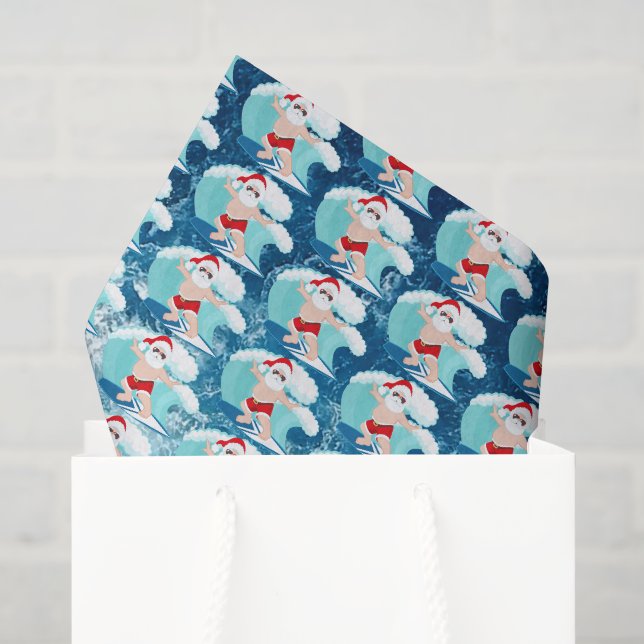 Papier Mousseline plage de Père Noël (Sac cadeau)