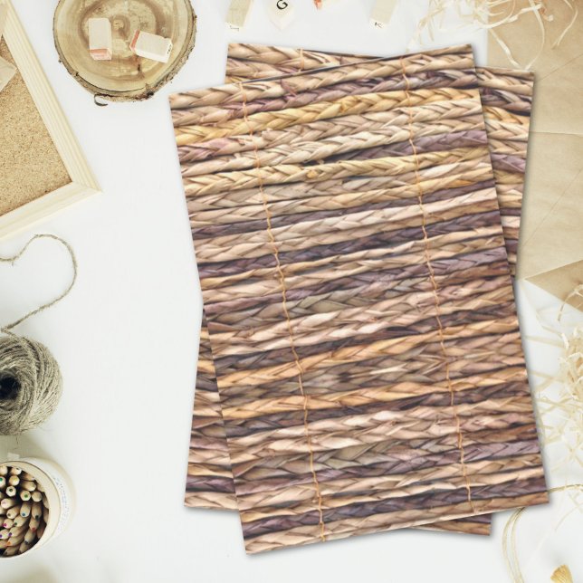 Papier Mousseline plage de style île tropicale rustique tissé en osi (tropical island style beach rustic woven wicker tissue paper)