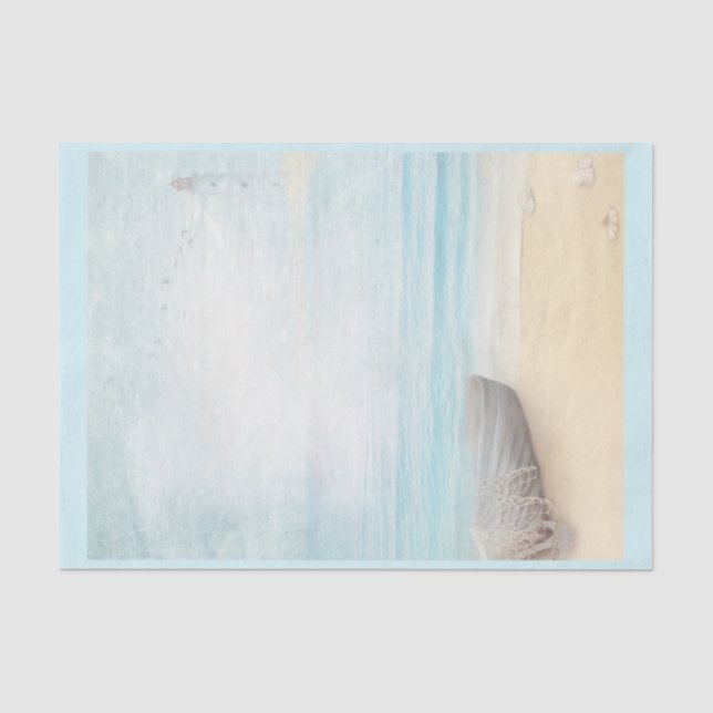 Papier Mousseline Plage nautique avec Rowboat & Fishing Net (Recto)