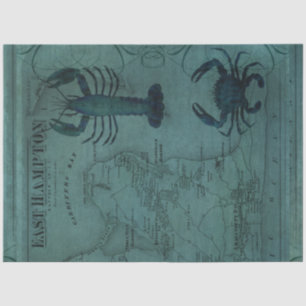 Papier Mousseline Plage Océan Nautique Lobster Crab Est Hampton Cart
