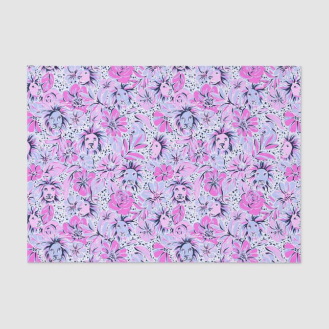 Papier Mousseline Plage Preppy Palm Imprimer Lions pourpres (Recto)
