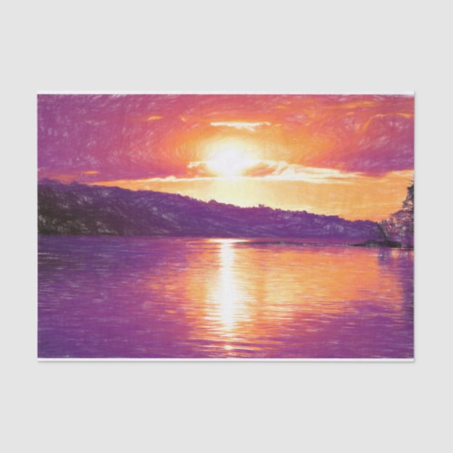 Papier Mousseline Plage Sunset Coastal Plage Orange Purple Découpage (Recto)