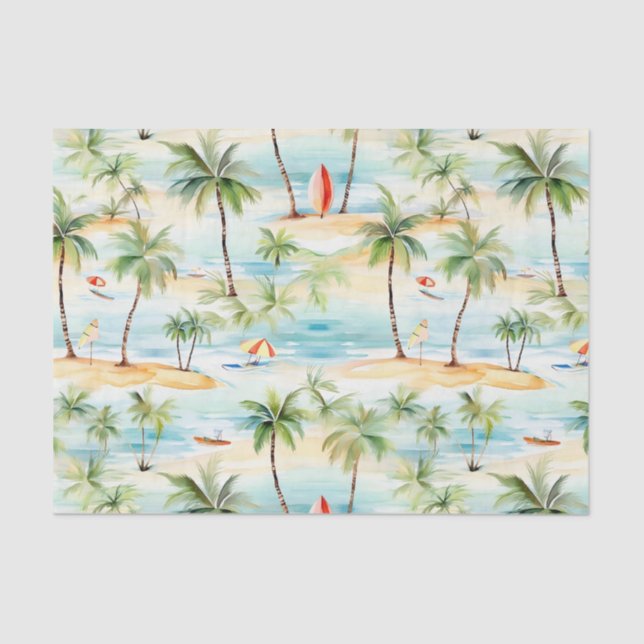 Papier Mousseline Plage tropicale avec planches (Recto)