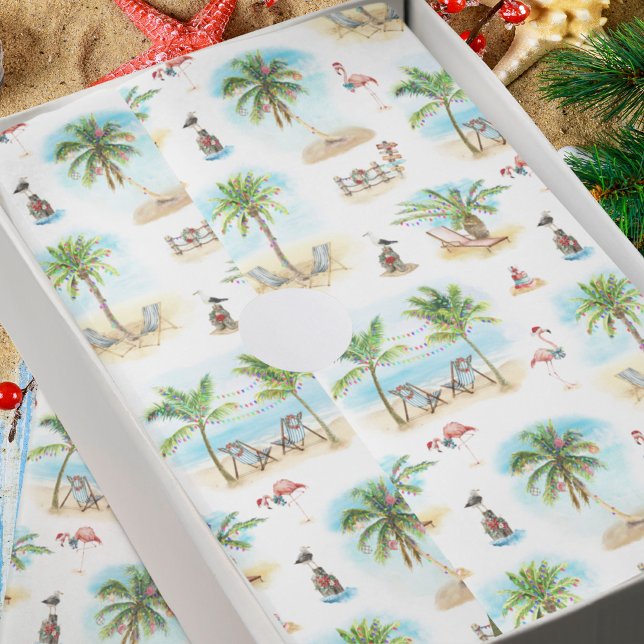 Papier Mousseline Plage tropicale de palmiers de Noël (Créateur téléchargé)