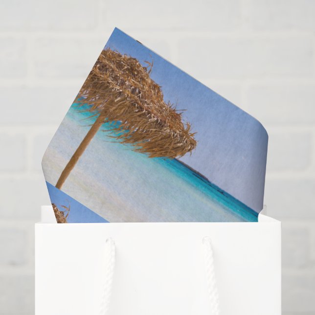 Papier Mousseline Plage tropicale panoramique avec motif de parasol  (Sac cadeau)