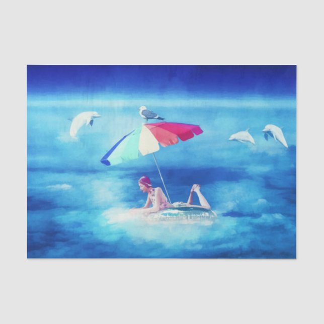 Papier Mousseline Plage tropicale Vacances d'été pour filles aquarel (Recto)